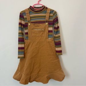 Bonnie Jean corduroy jumper dress with striped shirt size 6